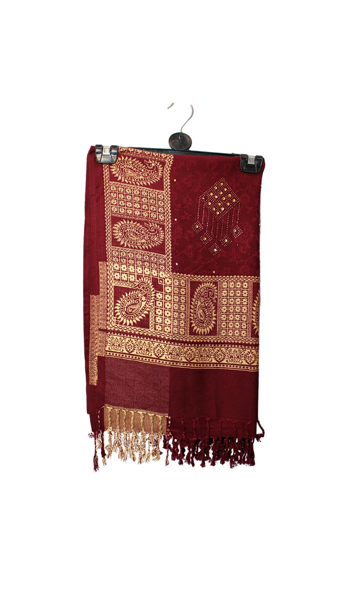 Maroon Embroidered Pashmina Shawl