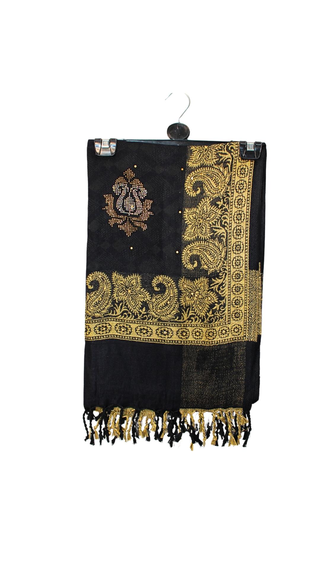 Black Embroidered Pashmina Shawl