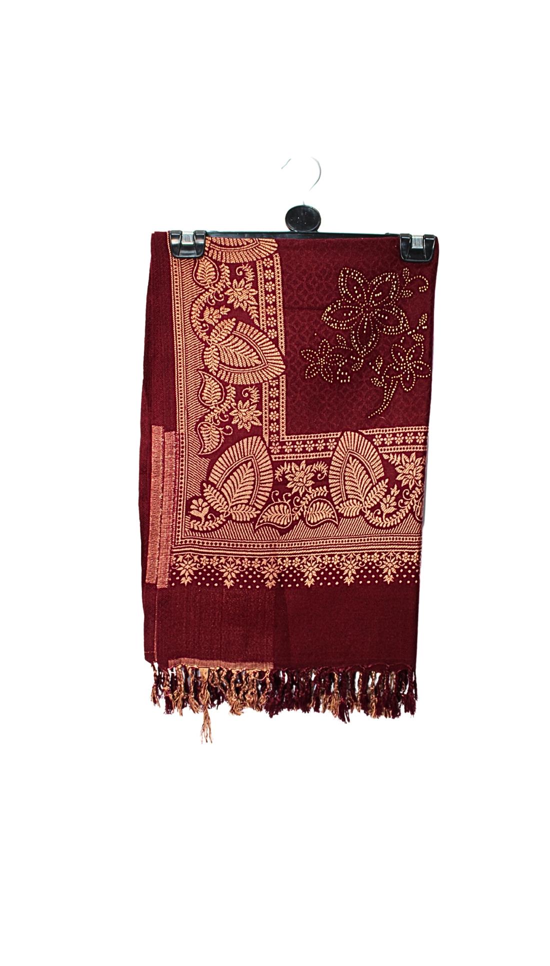 Maroon Embroidered Pashmina Shawl