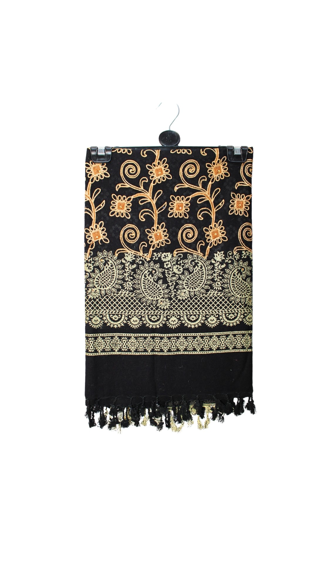 Black Embroidered Pashmina Shawl