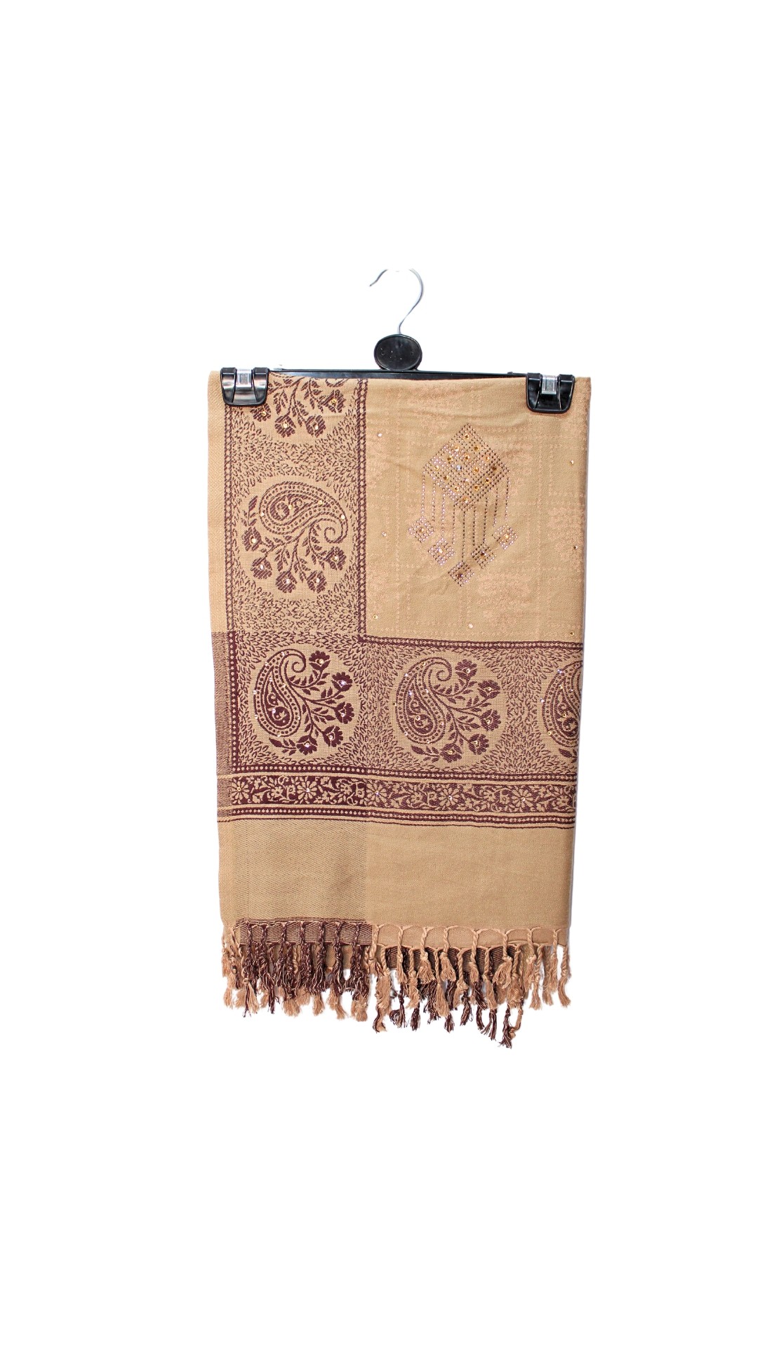 Beige Embroidered Pashmina Shawl