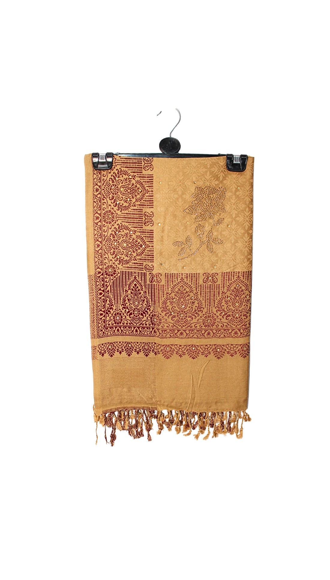 Beige Embroidered Pashmina Shawl