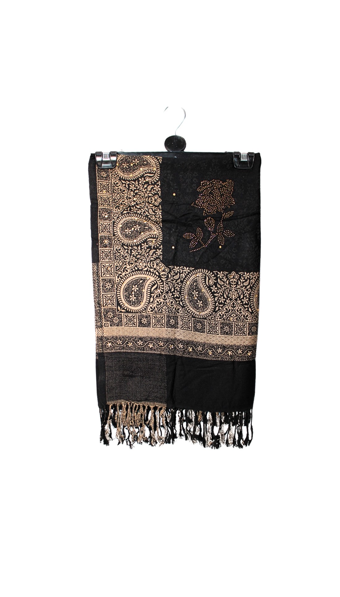 Black Embroidered Pashmina Shawl
