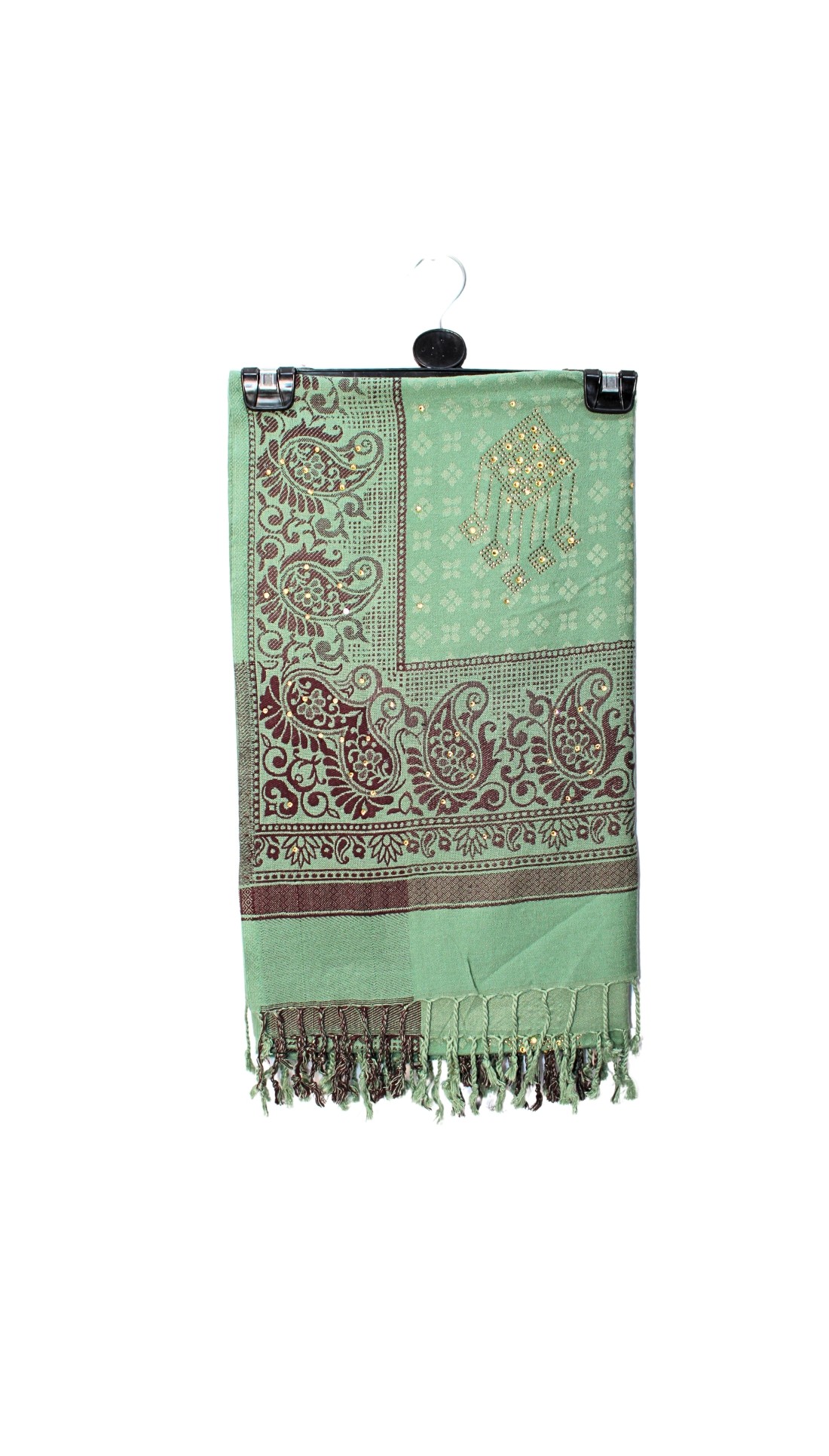 Sage Embroidered Pashmina Shawl