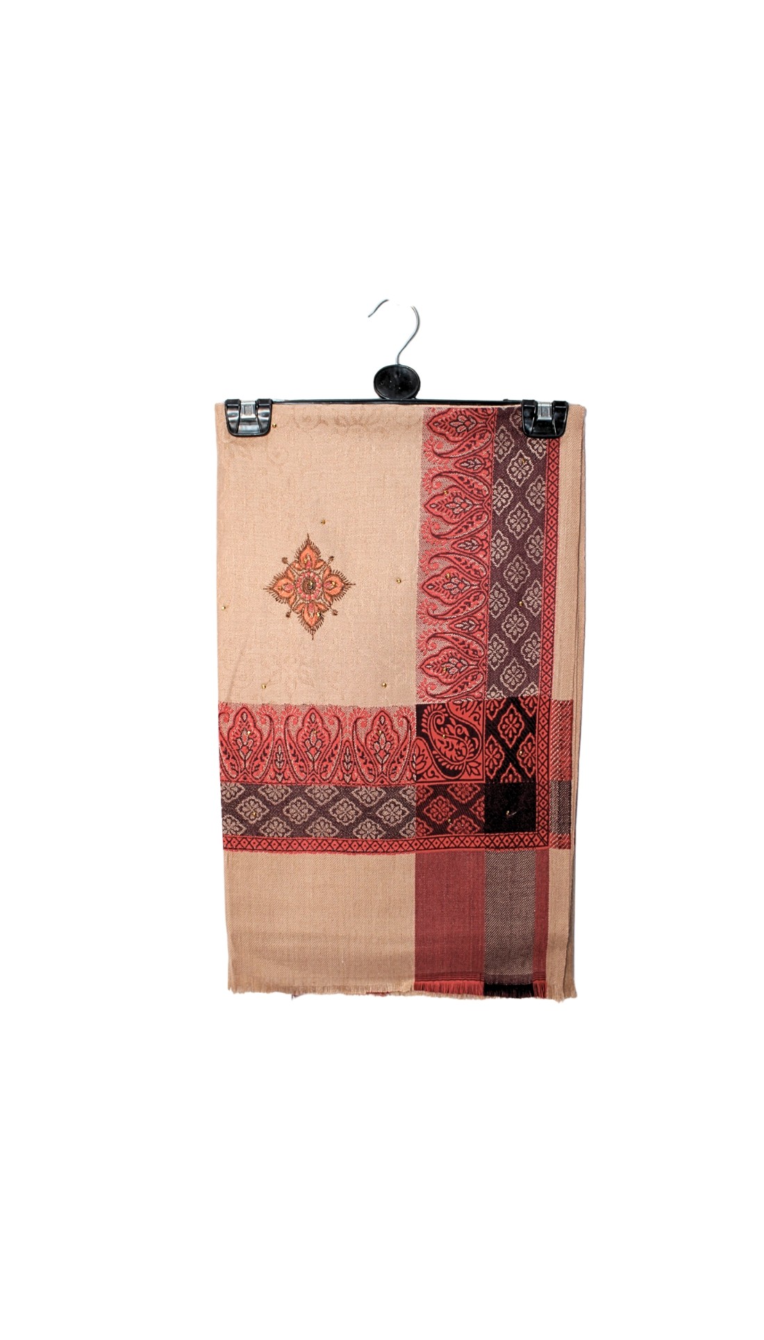 Beige Embroidered Pashmina Shawl