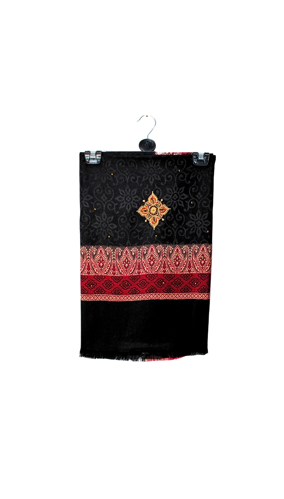 Black Embroidered Pashmina Shawl