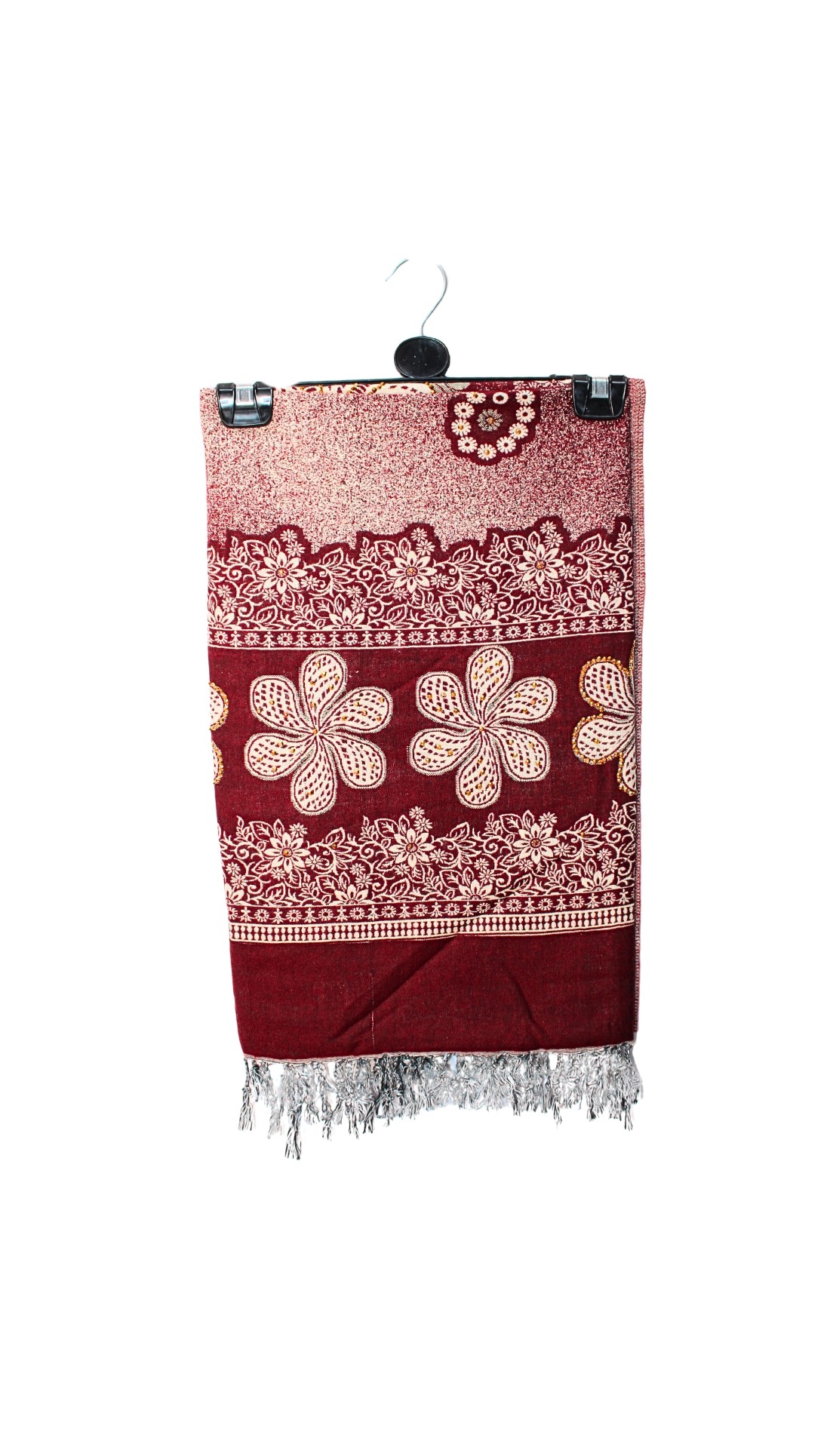 Maroon Embroidered Pashmina Shawl