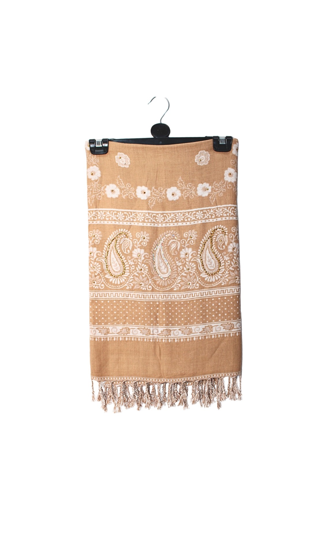 Beige Embroidered Pashmina Shawl