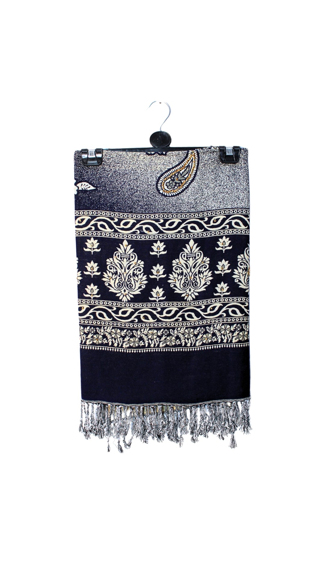 Navy Blue Embroidered Pashmina Shawl