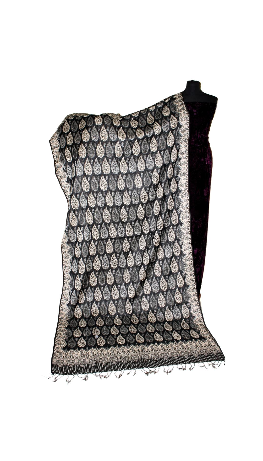 Black Embroidered Shawl Wrap for Women - Soft and Cozy
