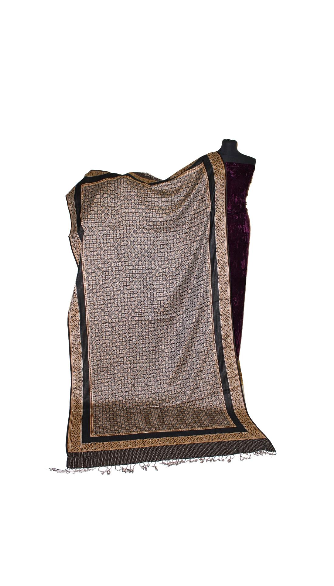 Black & Gold Embroidered Shawl Wrap for Women - Soft and Cozy