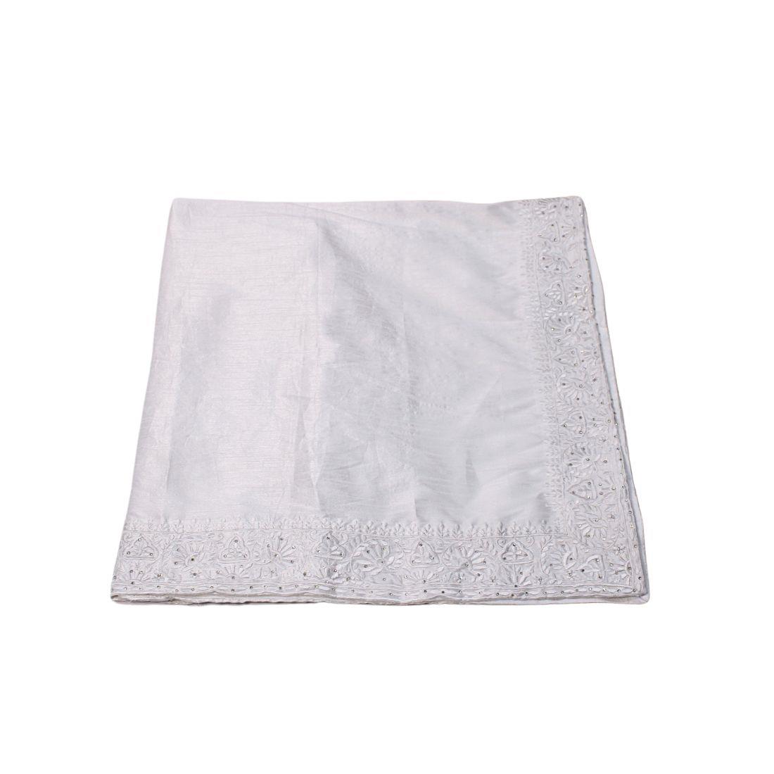 White Stone Work Silk Mens Shawl