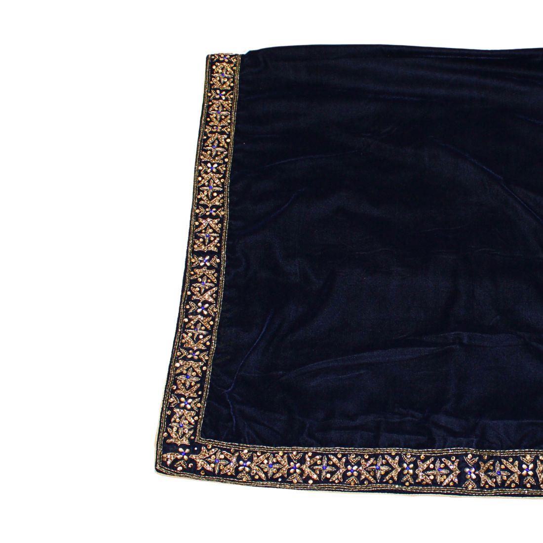 Navy Stone Work Velvet Mens Shawl