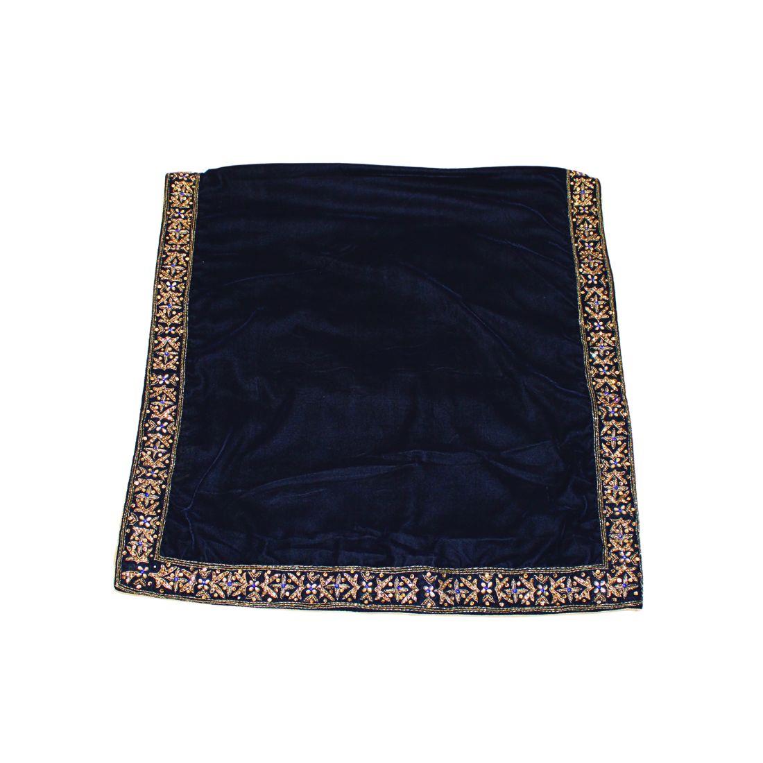 Navy Stone Work Velvet Mens Shawl