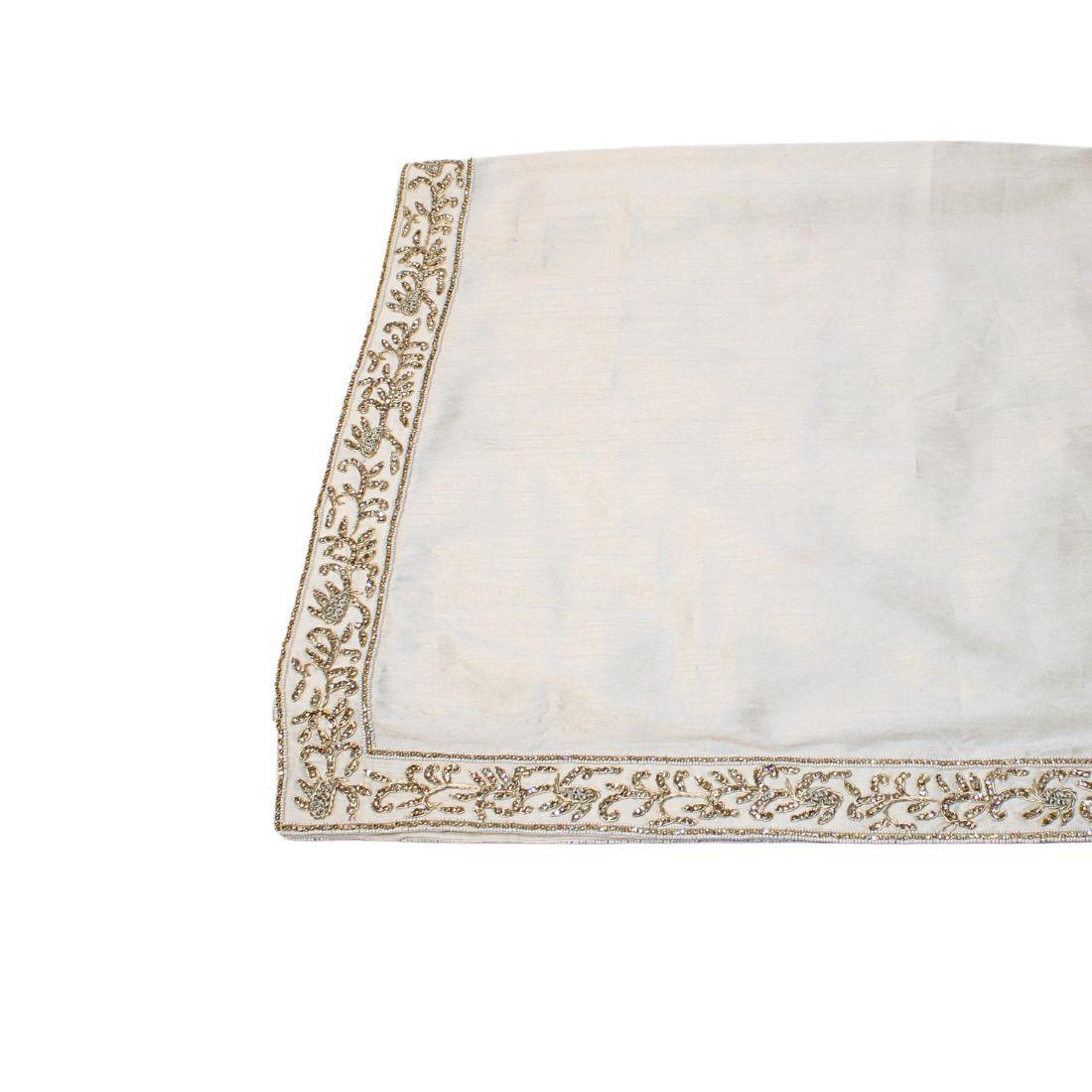 Cream Embroidered Silk Mens Shawl