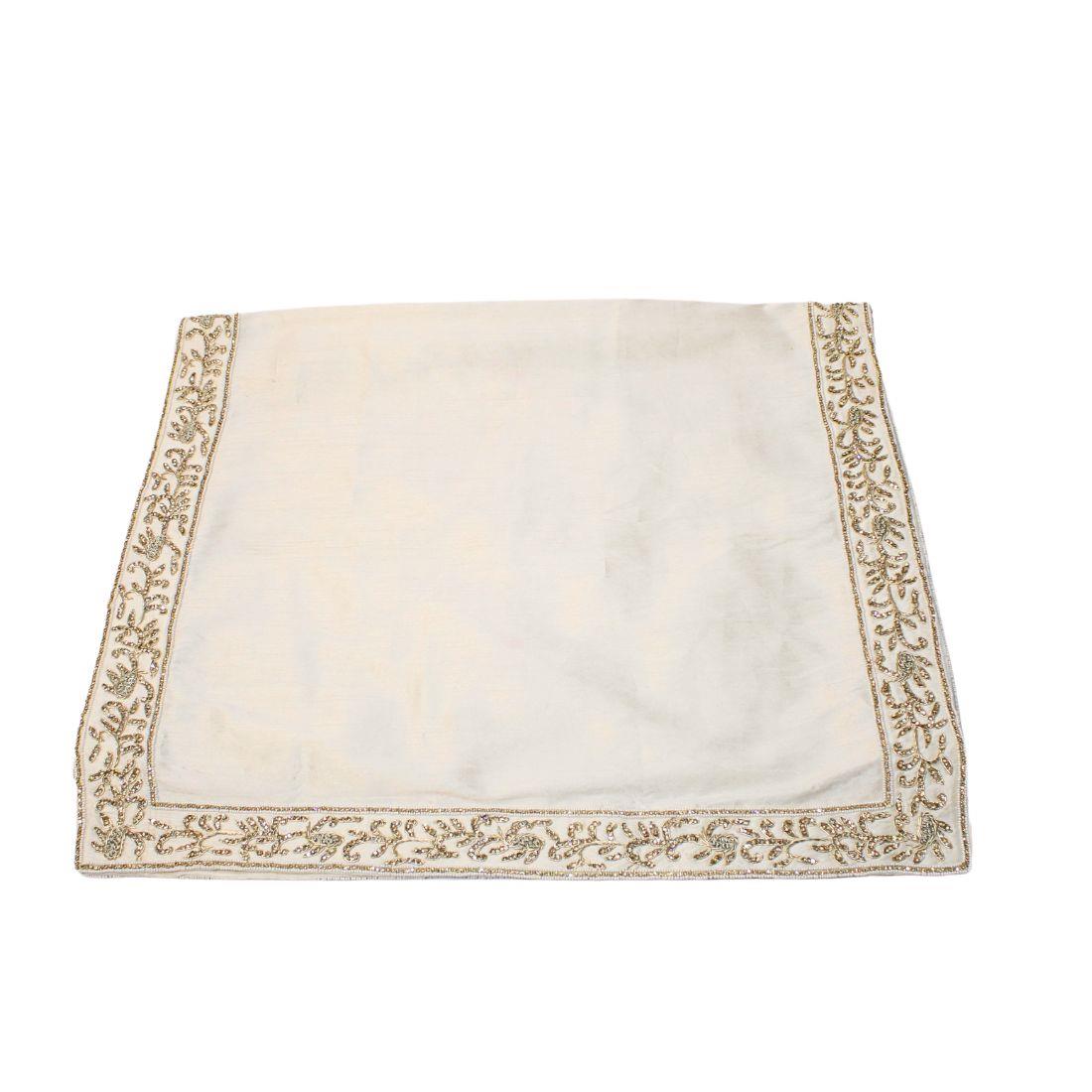 Cream Embroidered Silk Mens Shawl