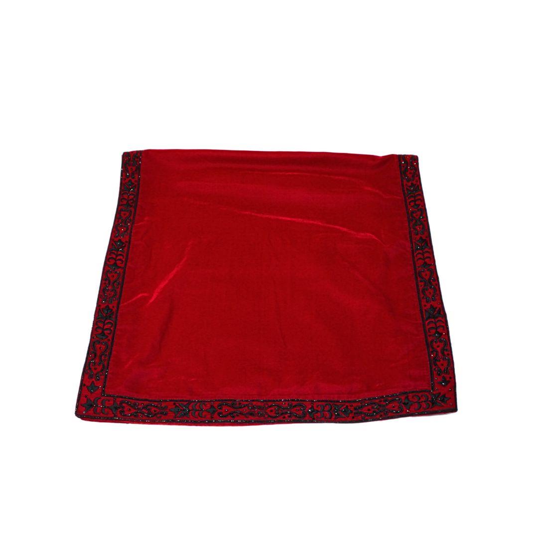 Maroon & Black Embroidered Velvet Mens Shawl