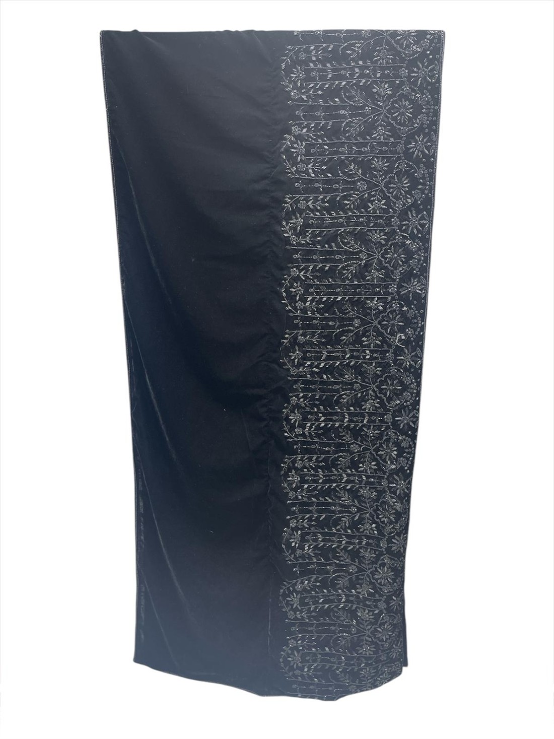 Black Stone Work Velvet Mens Shawl