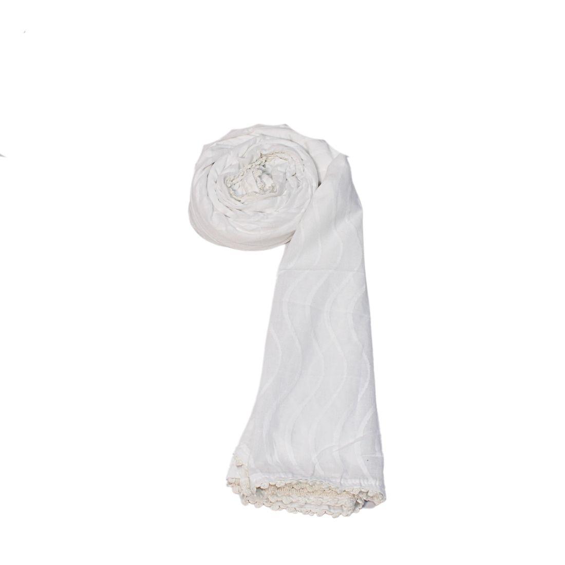 White Embroidered Chikankari Pure Cotton Dupatta