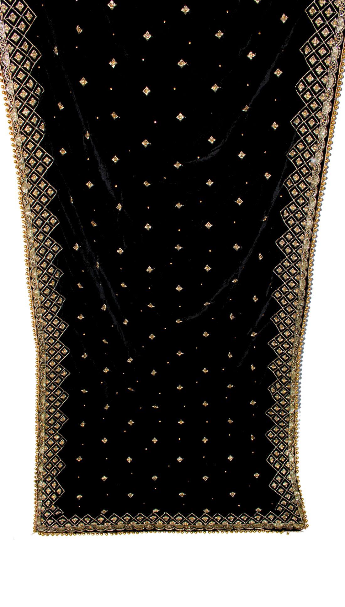 Black & Gold Stone Work Velvet Shawls and Scarves
