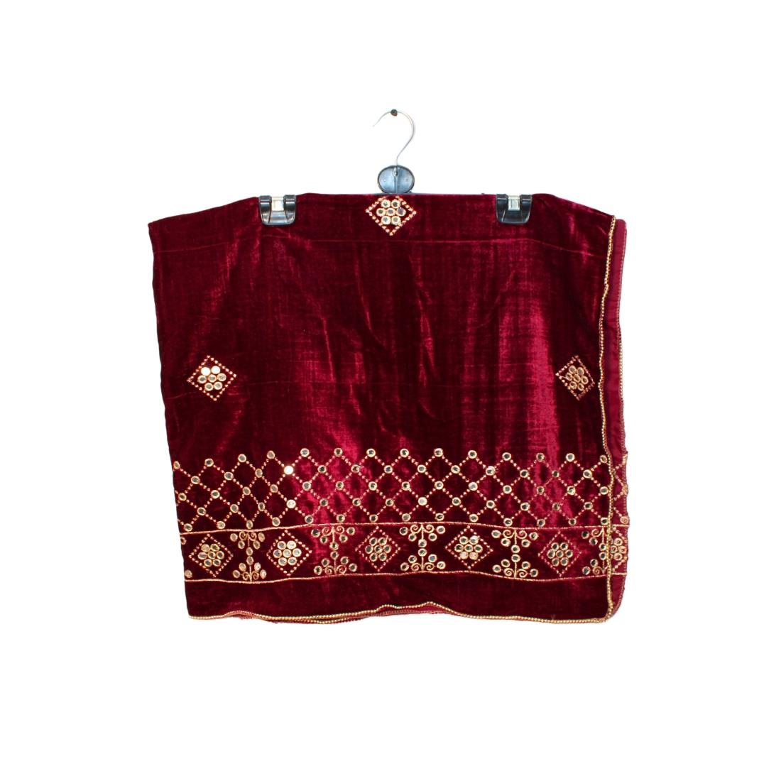 Maroon Embroidered Velvet Shawl
