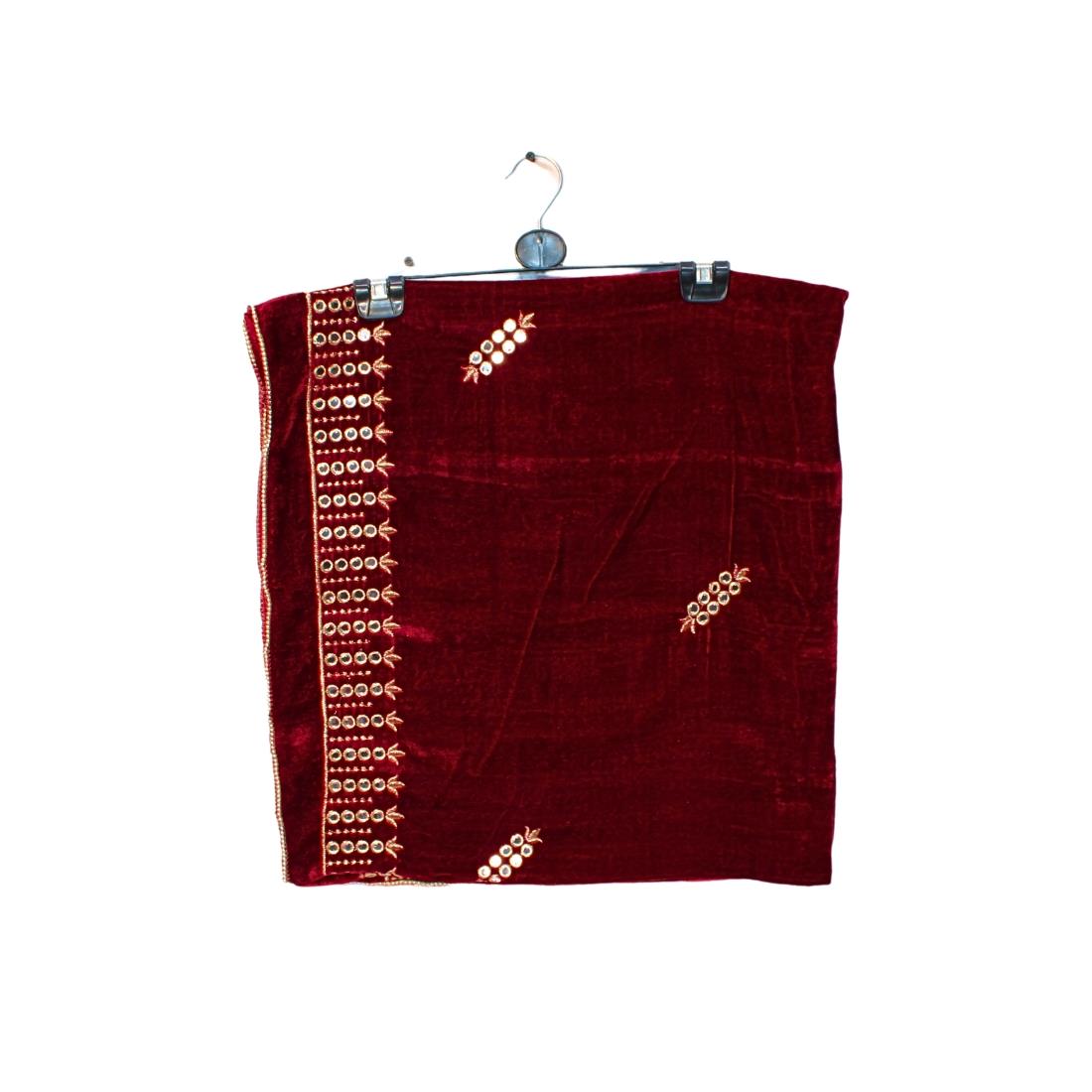 Maroon Embroidered Velvet Shawl