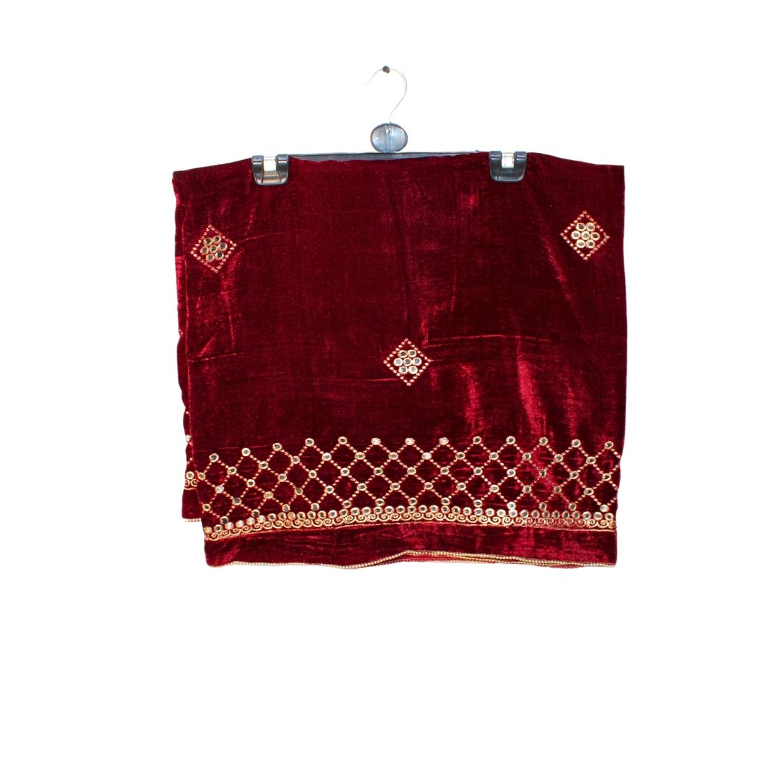 Maroon Embroidered Velvet Shawl