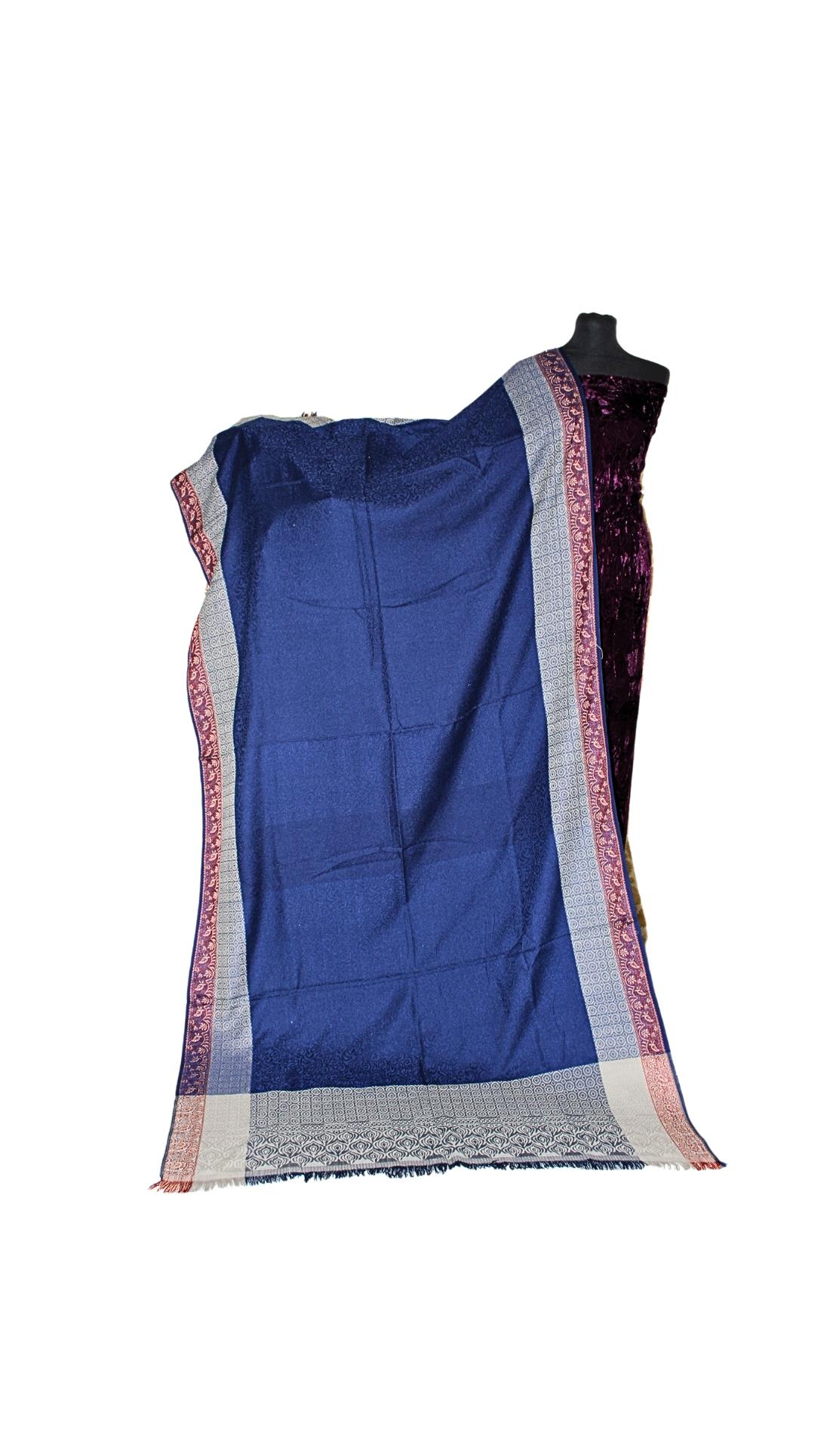 Dark Blue Embroidered Shawl Wrap for Women - Soft and Cozy