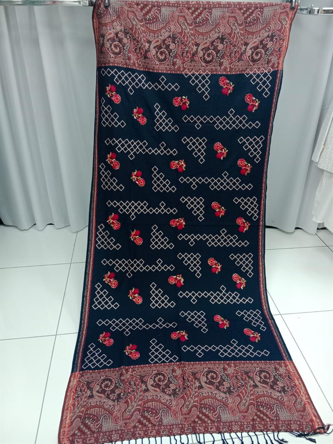 Navy & Multicolour Winter Shawl