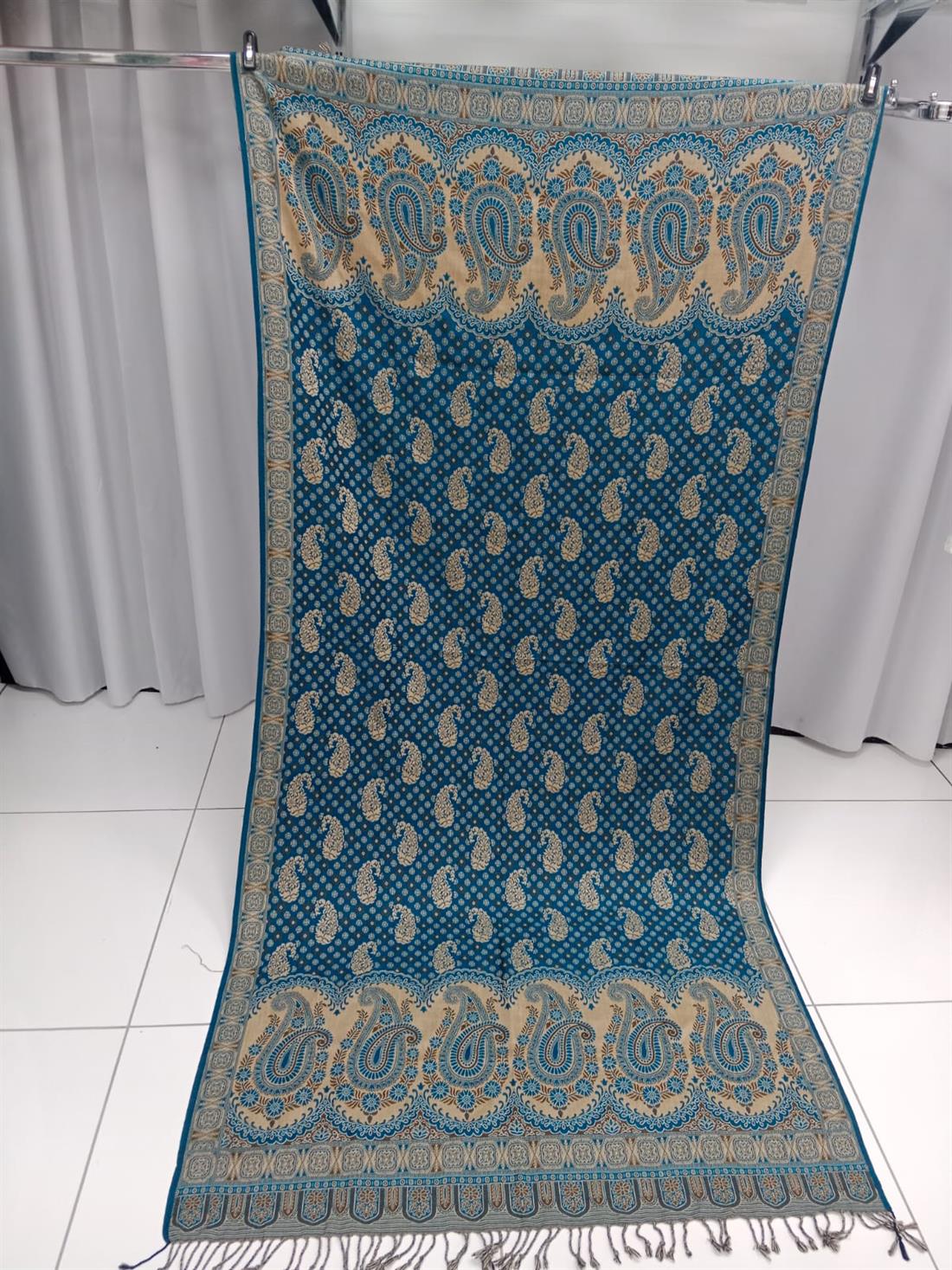 Blue & Gold Winter Shawl