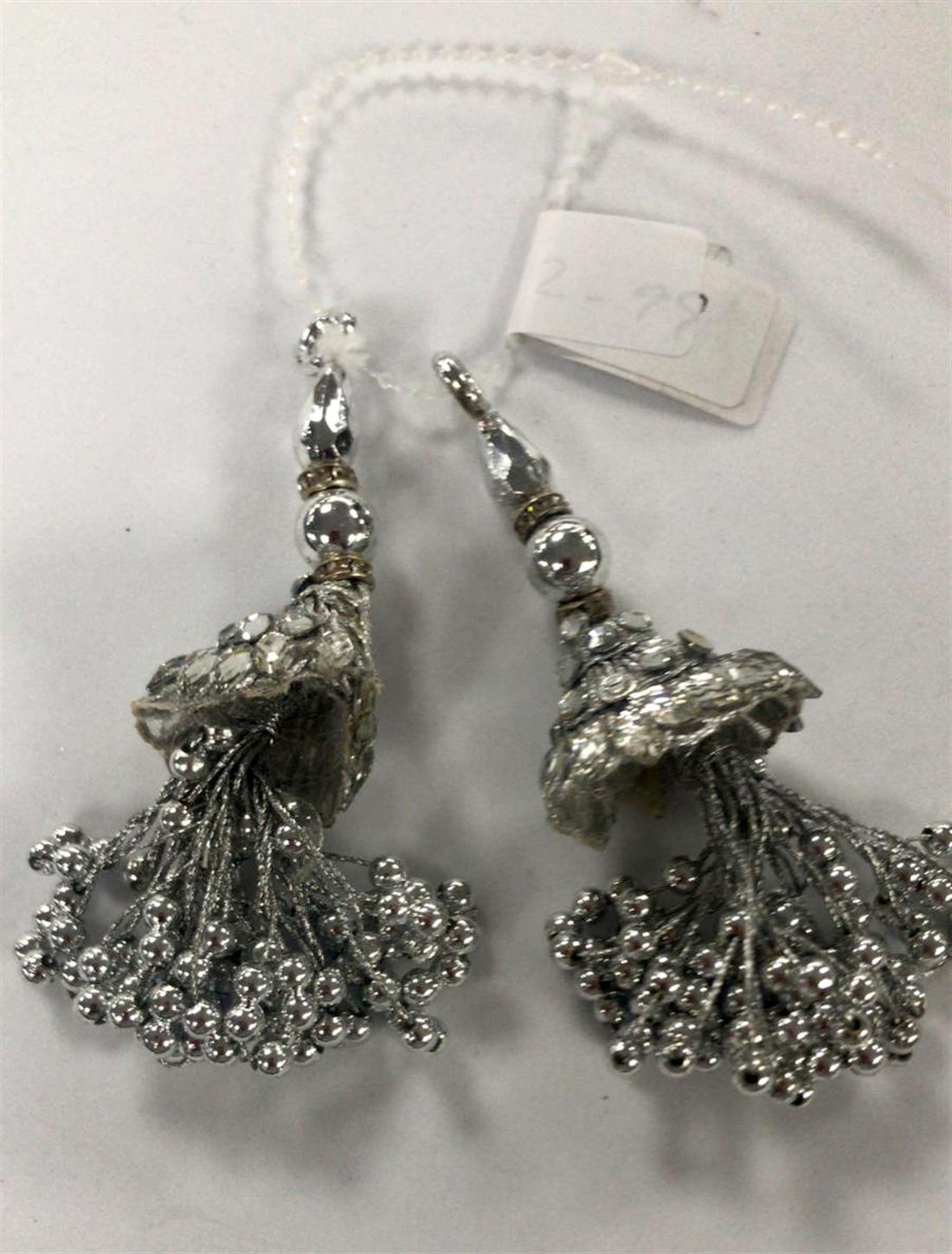 Silver Beaded Tassels