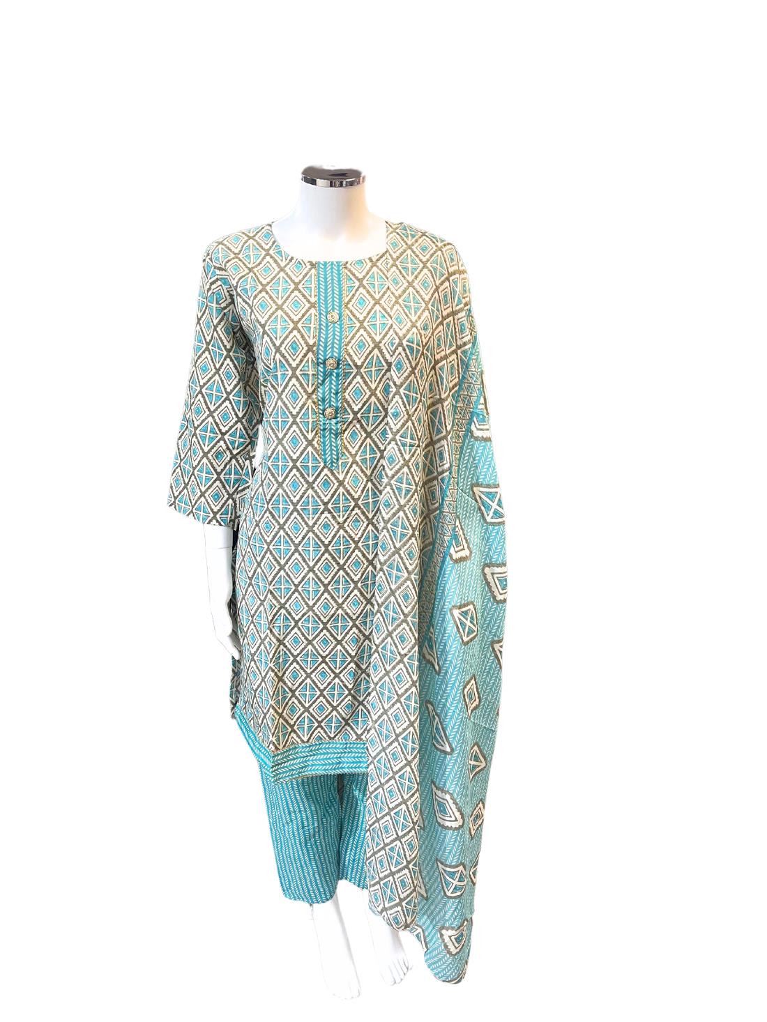 Sky Blue Ladies 3 Piece Suit