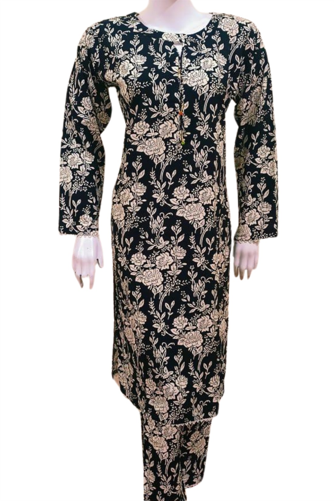 Black 2 Piece Pakistani Summer Linen Salwar & Kameez Set