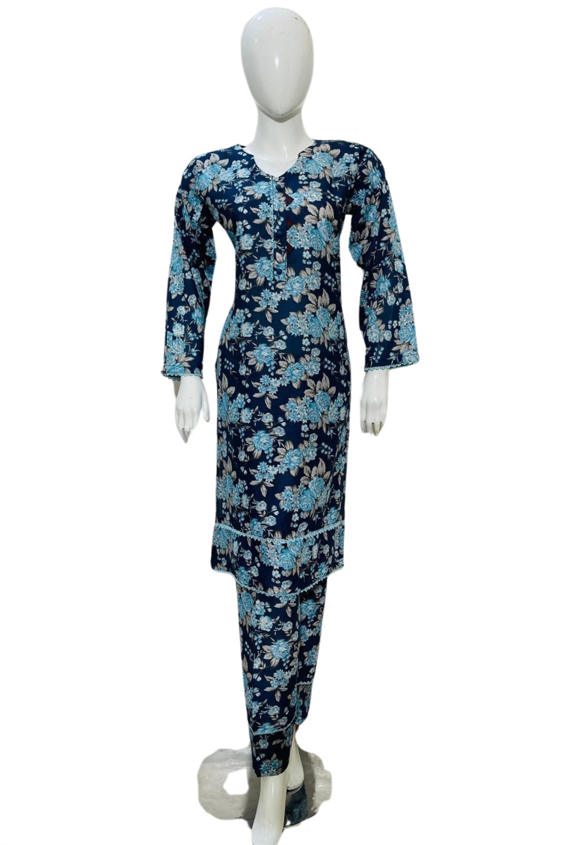 Navy 2 Piece Pakistani Summer Cotton Lawn Salwar & Kameez Set