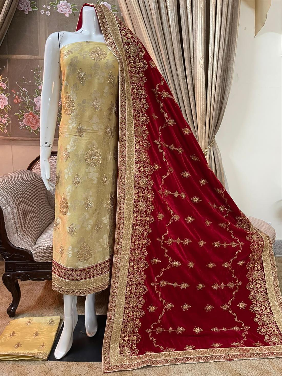 Gold & Red Unstitched Suit