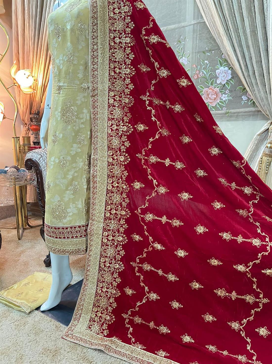 Gold & Red Unstitched Suit
