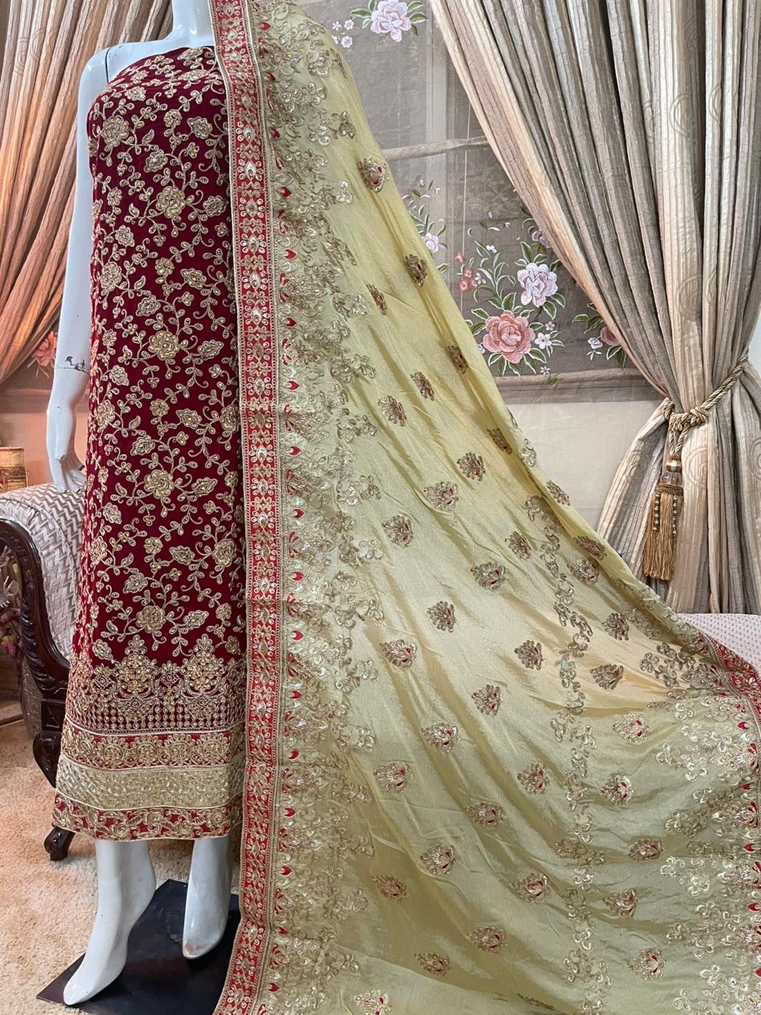 RED & Gold Unstitched Suit