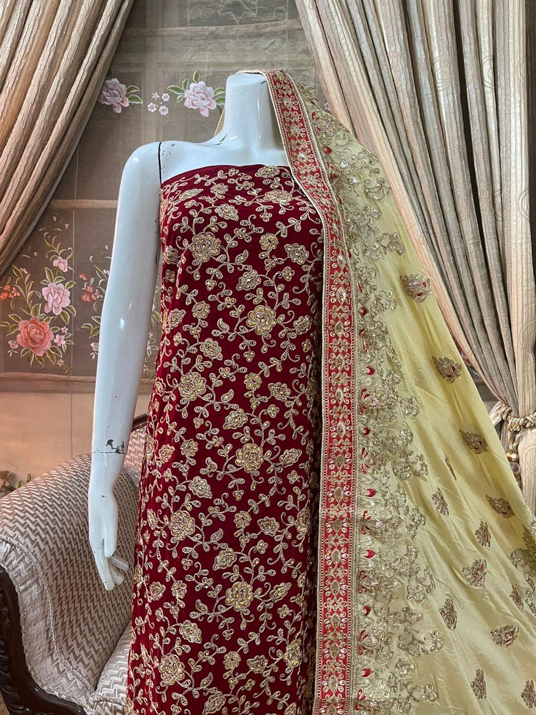 RED & Gold Unstitched Suit