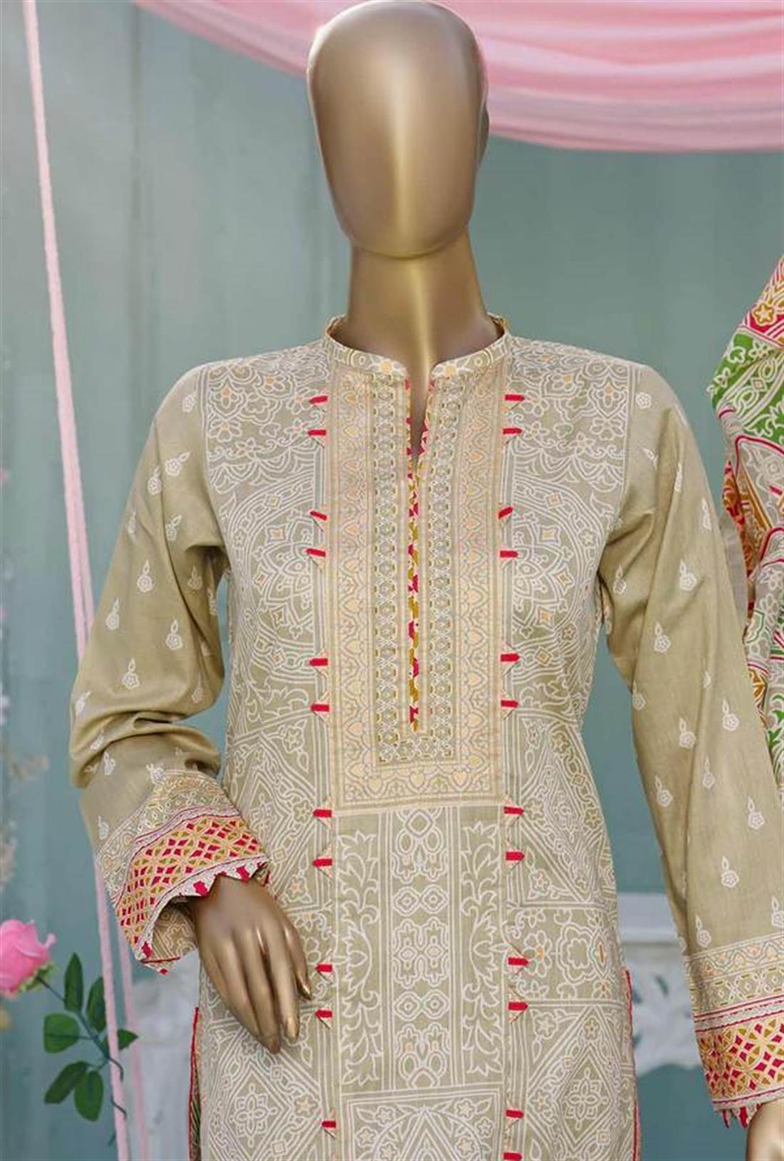 Light Olive Printed Lawn Unstitched Suits
