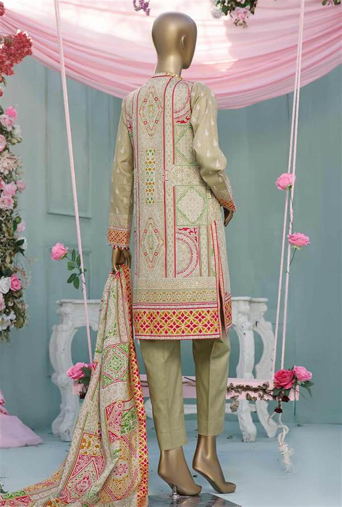 Light Olive Printed Lawn Unstitched Suits