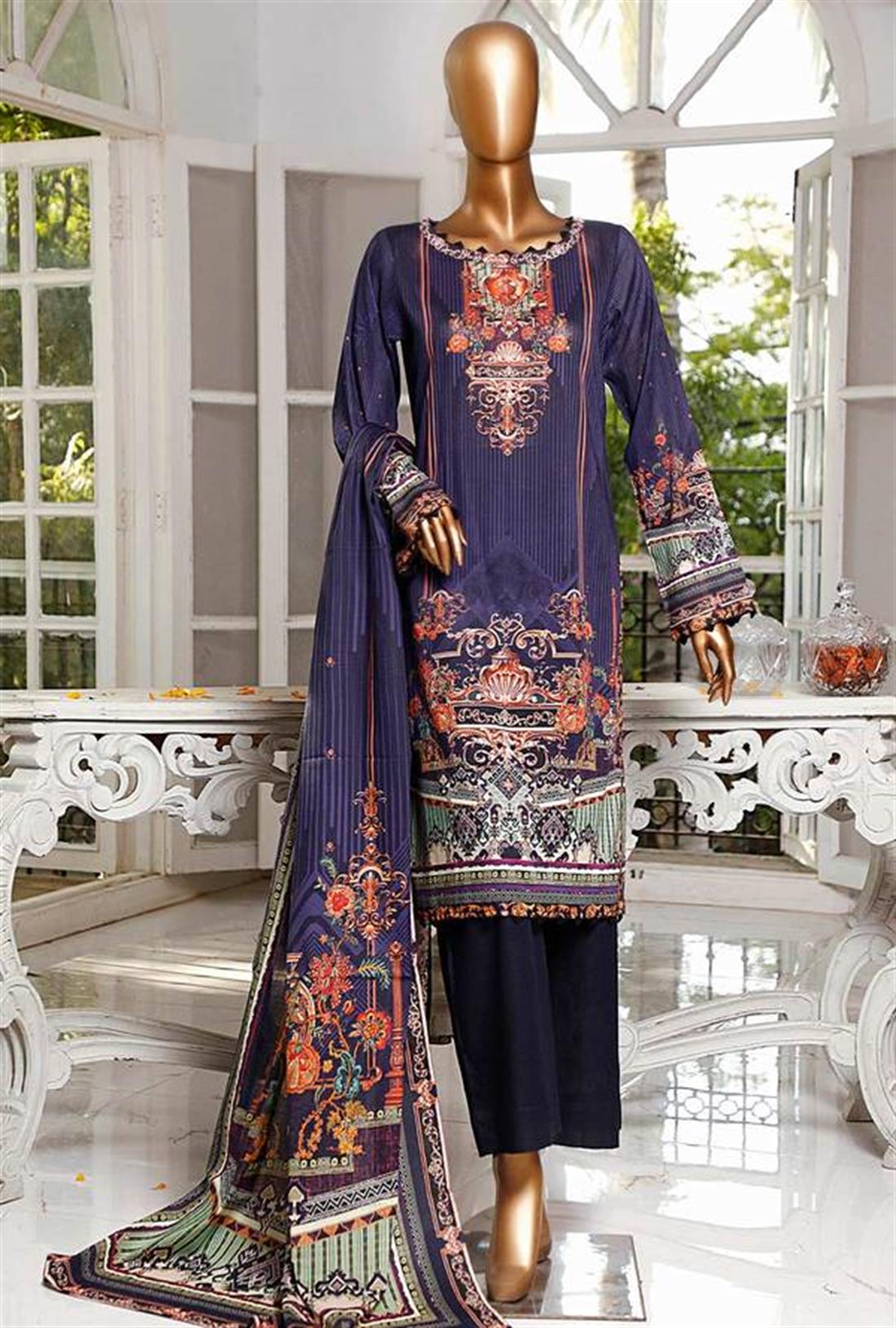 Pursian Blue Digital Print Lawn Unstitched Suits