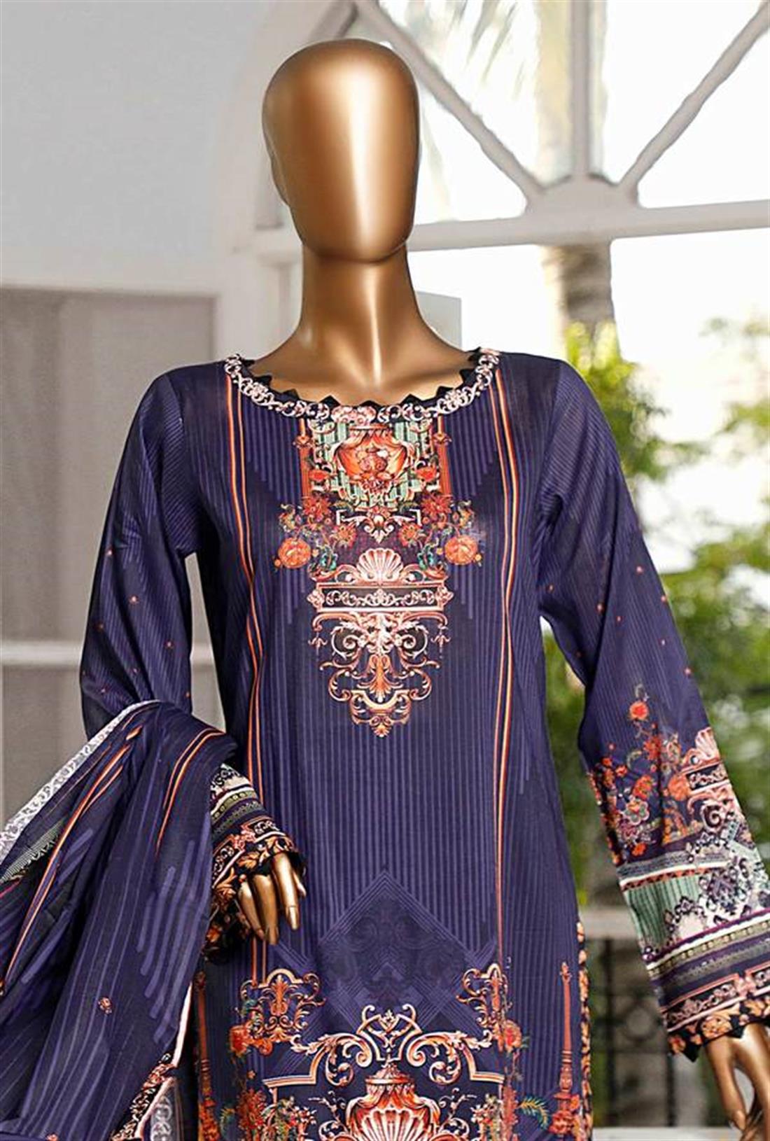 Pursian Blue Digital Print Lawn Unstitched Suits
