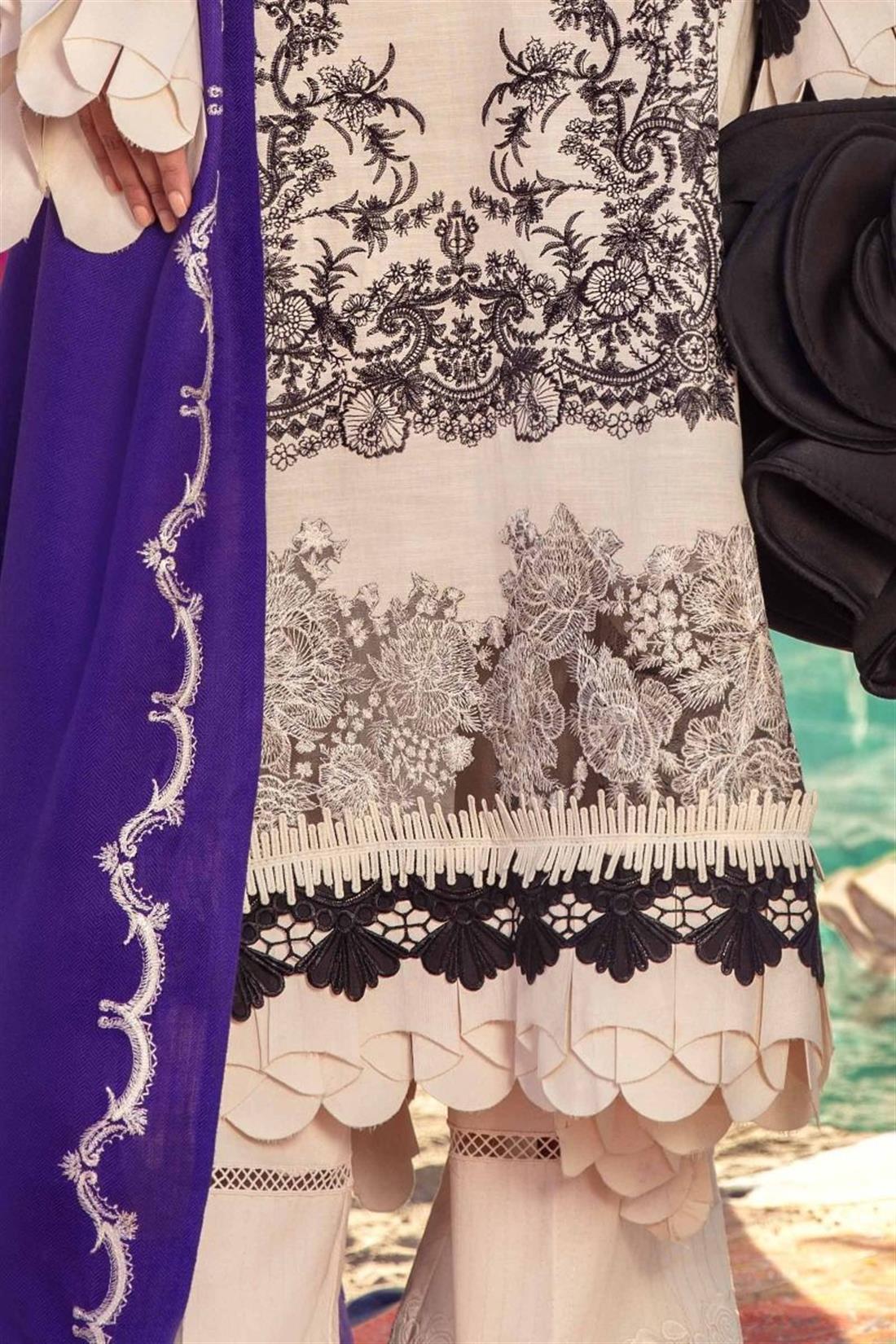 Cream Embroidered Organza Sana Safinaz 3 Piece Unstitched Suit
