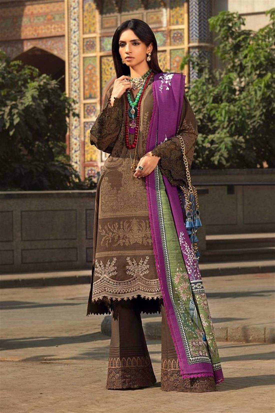 Green Embroidered Organza Sana Safinaz 2 Piece Unstitched Suit