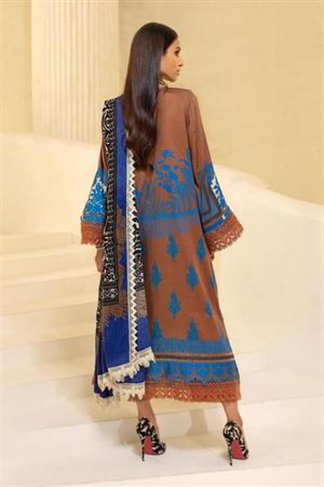 Brown & Black Embroidered Lawn Unstitched Suits