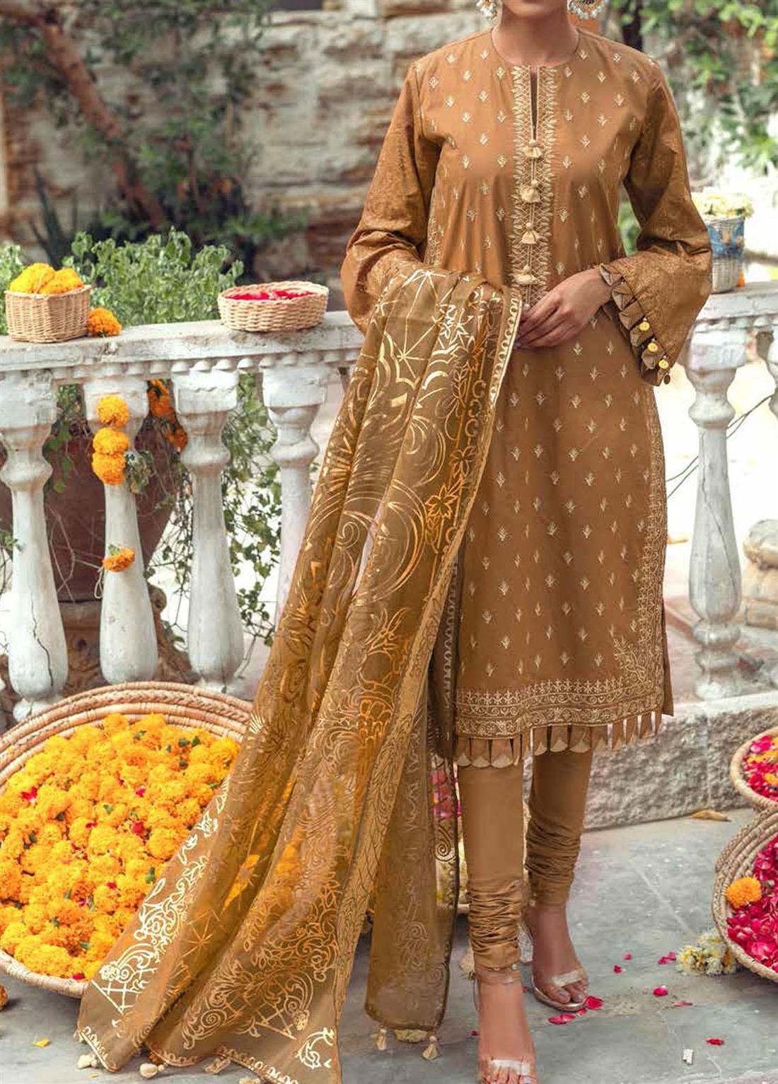 Mehndi Embroidered Organza Unstitched Suits