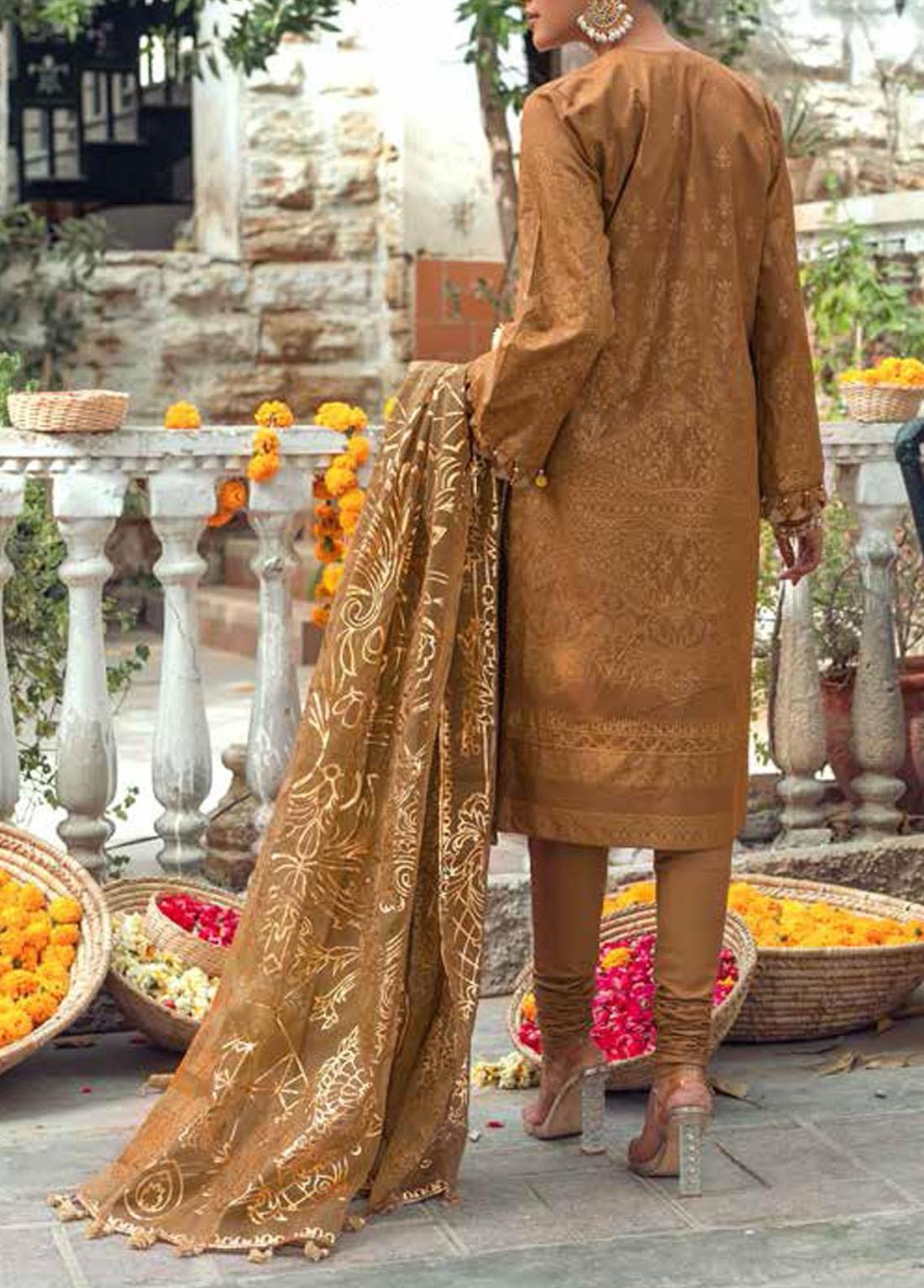 Mehndi Embroidered Organza Unstitched Suits