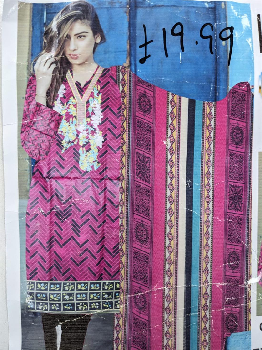 Pink & Multicolour Printed Chiffon Unstitched Suit