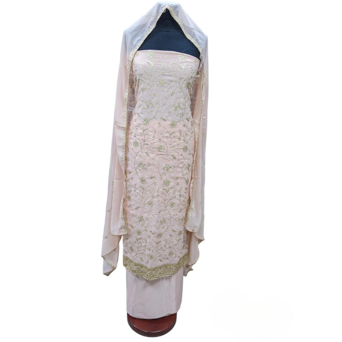Light Pink Embroidered Georgette Unstitched Suits