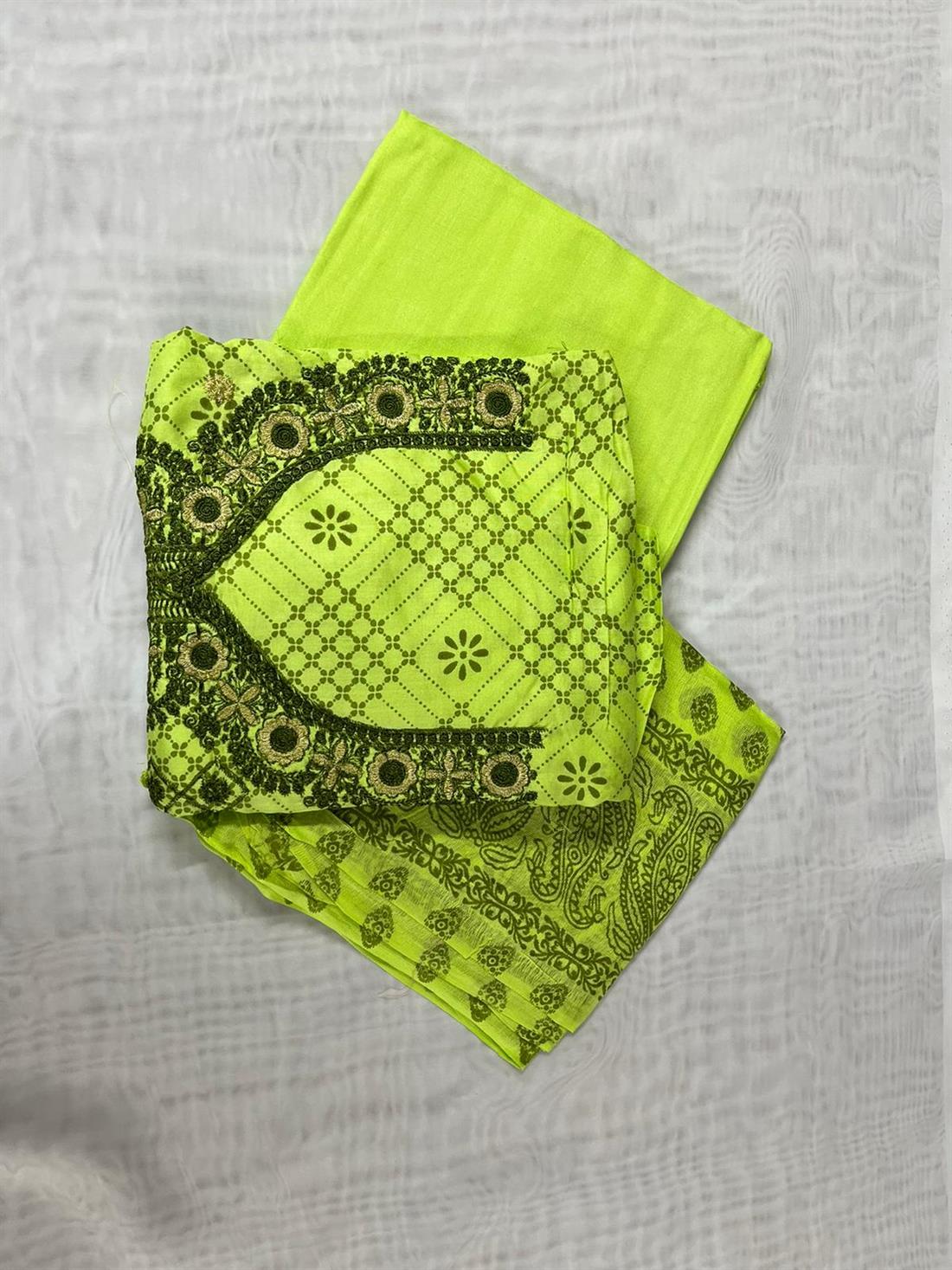 Lime Green Unstitched 3 Piece Suits